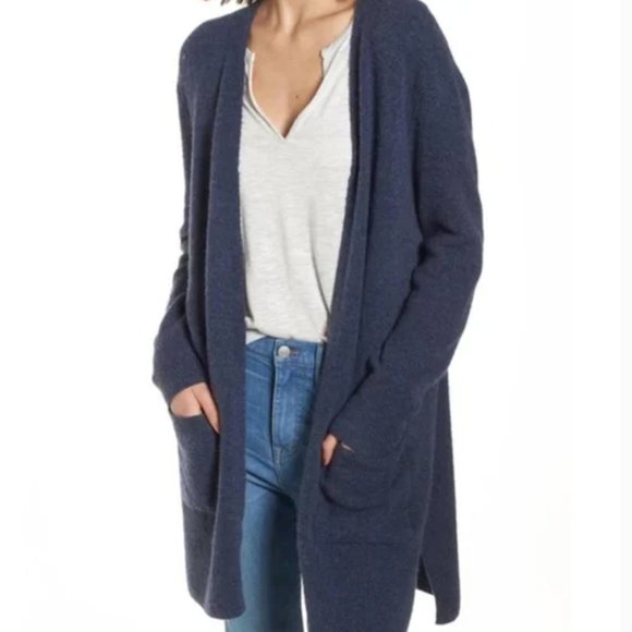 Madewell Kent Long Open Cardigan iHeather Blue - Picture 2 of 5